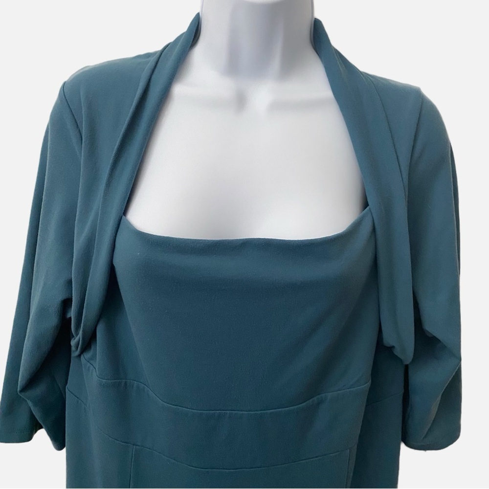 TravelSmith Bluegreen Stretch Travel Dress 3/4 Sleeve